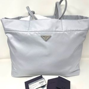 Brand New Prada Re Nylon Vela Pale Blue Shopping Tote